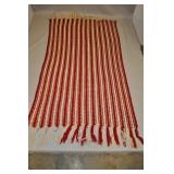 Crimson And Cream Knitted Afghan 76 X 50