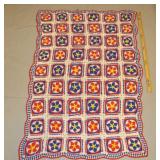 Red, White, Blue & Yellow Flowers Knitted 40 X 58