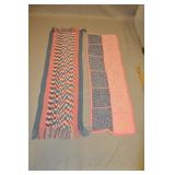 Pair Of Blue & Pink Knitted Crochet Runners