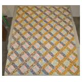 Patchwork Quilt In Pinks, Blues & Browns 82 X 66