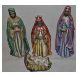 Three Wise Men And Baby Jesus Ceramic Statues