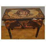 Hand Painted Folk Art Bench Seat;