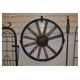 Antique Wagon Wheel, Steel Hub And Rim, Wood Spoke