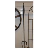 Vintage Steel Fire Fork Poker, Hand Forged Wrought