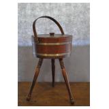 Wooden Sewing Box, Brass Bands With Handle, Top