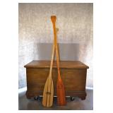 2 Wooden Oars; Caviness Feather Brand And Outdoor