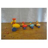 Vintage Wooden Duck Train Pull Toy.