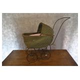 Vintage Wicker Doll Buggy