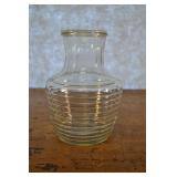 Pressed Glass Wide Body Caraffe. 8 Inches Tall