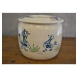 Vintage Stoneware Cookie Jar With Lid
