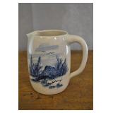 Vintage Stoneware Pitcher With Barn Painting