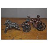Die Cast Horse Drawn Fire Wagon 9x3.5 Inches