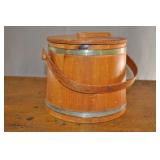 Vintage Clothespin Wooden Pail, Barrel Style,