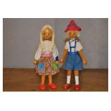 Wooden Folk Art Holland Boy And Girl 7 Inches Tall