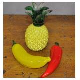 Murano Glass Fruit And Veg.,banana, Pepper, Pnapl