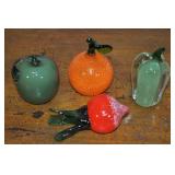 Murano Glass Fruit And Veg.,apple, Orange, Bell