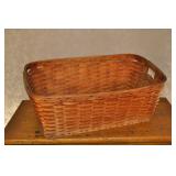 Large Wood Strip Basket, 29x19x11 Inches.