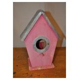 Rustic Red Bird House With Tin Roof, 11x8 Inches.