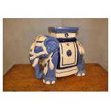Ceramic Indian Elephant Plant Stand, 19x17 Inches