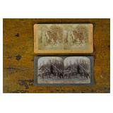 Stereoscopic Card, 2 Hunters Camp Scene Cards;