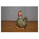 Chicken Ceramic Glazed Candle Holder, 11 Inches