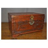 Carved Wooden Trinket Box, 12.5x8x7 Inches.