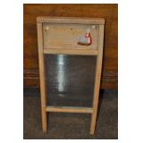Washboard Glass/wood Mural Of Granny Washing