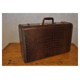 Vintage Alligator Hard Sided Suitcase 21.5x13.5x8