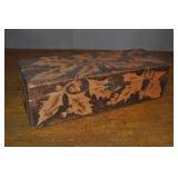Carved Wooden Rectangular Box Holly Design.