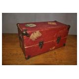 Vintage Small Red Trunk 6.5x13x7 Inches