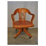 Vintage Wooden Office Chair, Adjustable Height.
