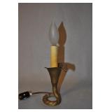 Vintage Brass Boudoir Table Lamp 10 Inches Tall