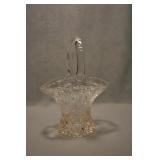 Large Pink Crystal Glass Basket 10 Inches Tall