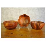 Set Of Three Monkey Pod Wooden Bowls