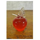 Red Glass Apple Signed "glass Eye Studio 1992"
