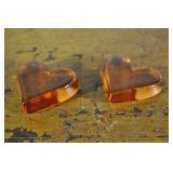 Fire And Light Copper Colored Glass Hearts