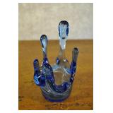 Fire And Light Cobalt Colored Glass Footed Candle