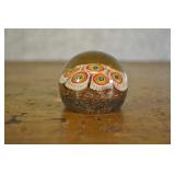 White Red Blue Millefiori Paperweight 2.25 Inches