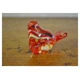 Red Swirled Glass Bird Paperweight