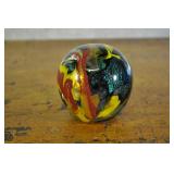 Blue And Yellow Swirl Glass Paperweight