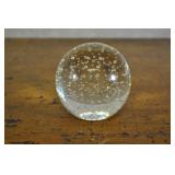 Maude And Bob Paperweight Clear Glass With Bubbles