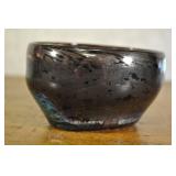 Blown Glass Vase With Firey Metallic Glaze