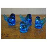 Four Bluebirds Of Happiness, Blue Glass Birds,
