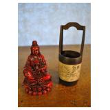 Mini Bamboo Water Pail And Statue