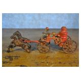 Cast Iron Horse Drawn Fire Wagon 9 Inches