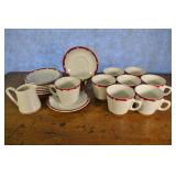 Red And White Tea Cups And Saucers Set Of 8