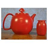 Ceramic Red Tea Pot And Steeper(?)