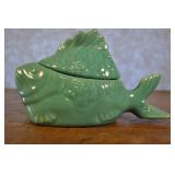 Ceramic Turquoise Fish Jar With Lid