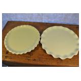 Pair Of Green Platters Wavy Rim, One Mikasa