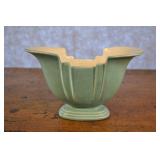 Ceramic Vase  Teal  Glazed W/ White Glaze Inside